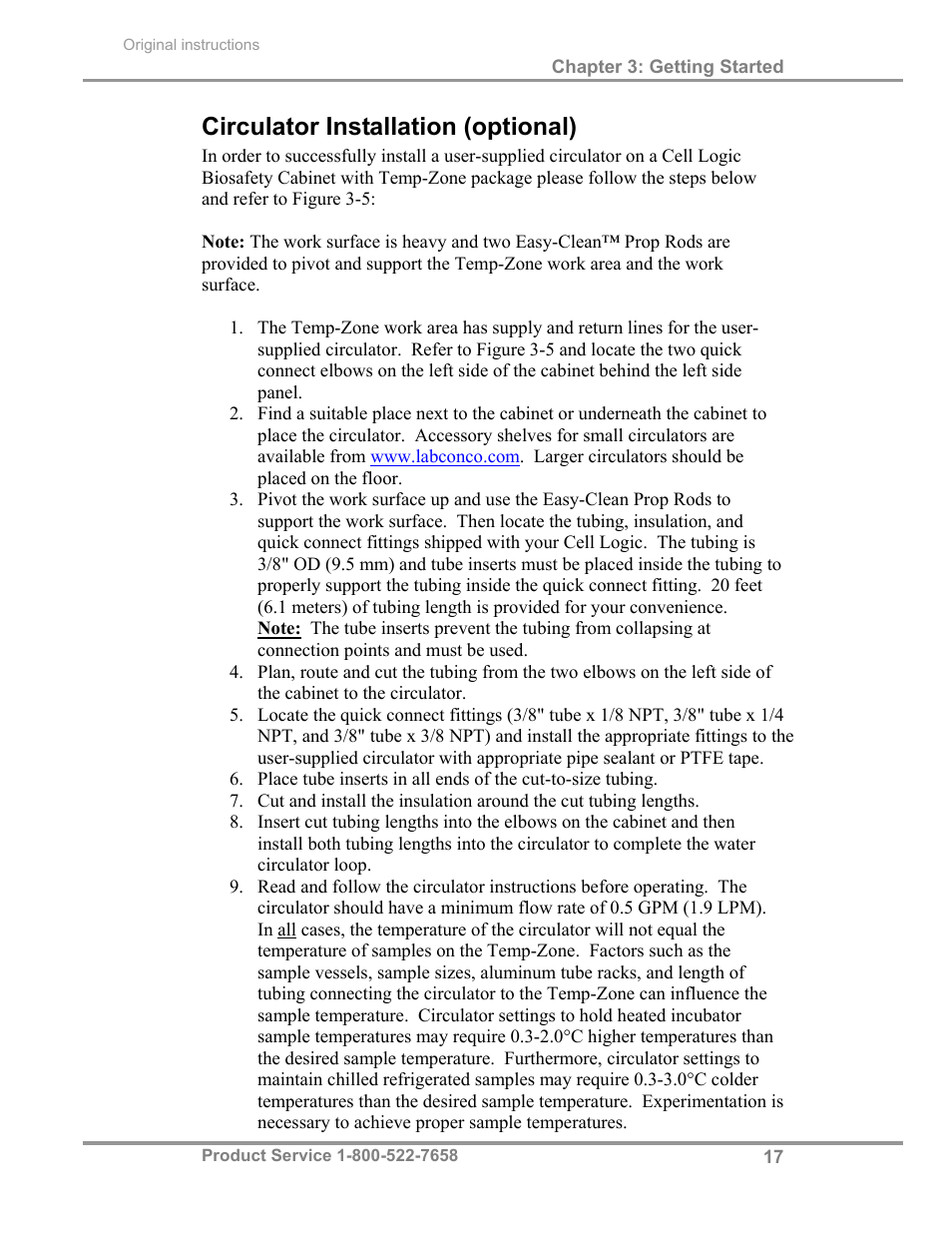 Circulator installation (optional) | Labconco Biological Safety Cabinets 34269 Series User Manual | Page 23 / 77