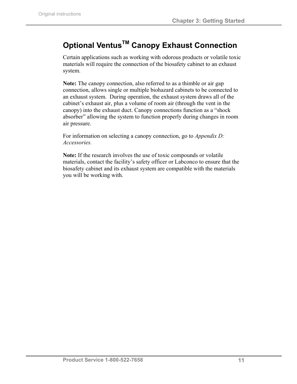 Optional ventus, Canopy exhaust connection | Labconco Biological Safety Cabinets 30268 Series User Manual | Page 17 / 61