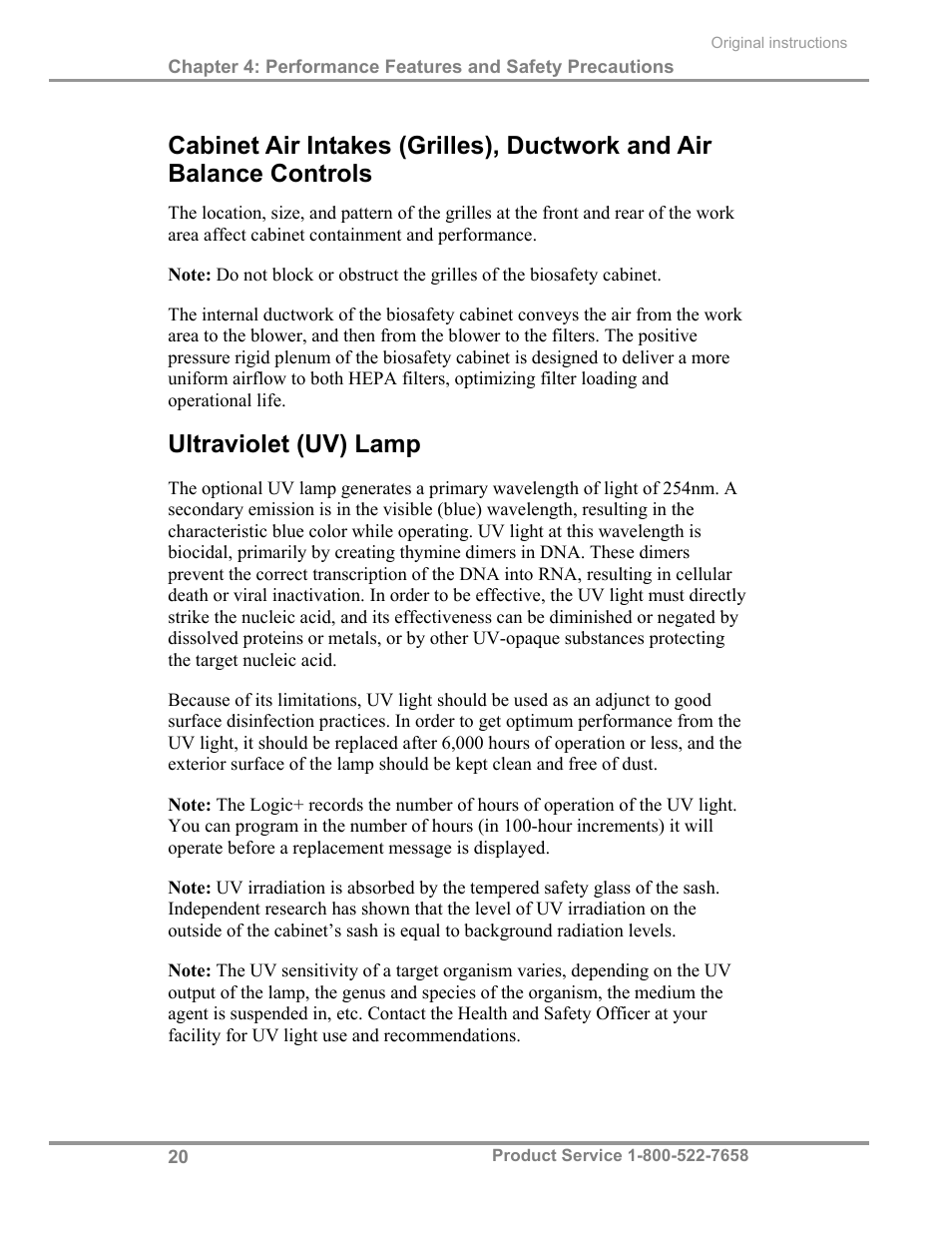 Ultraviolet (uv) lamp | Labconco Biological Safety Cabinets 30268 Series User Manual | Page 26 / 61