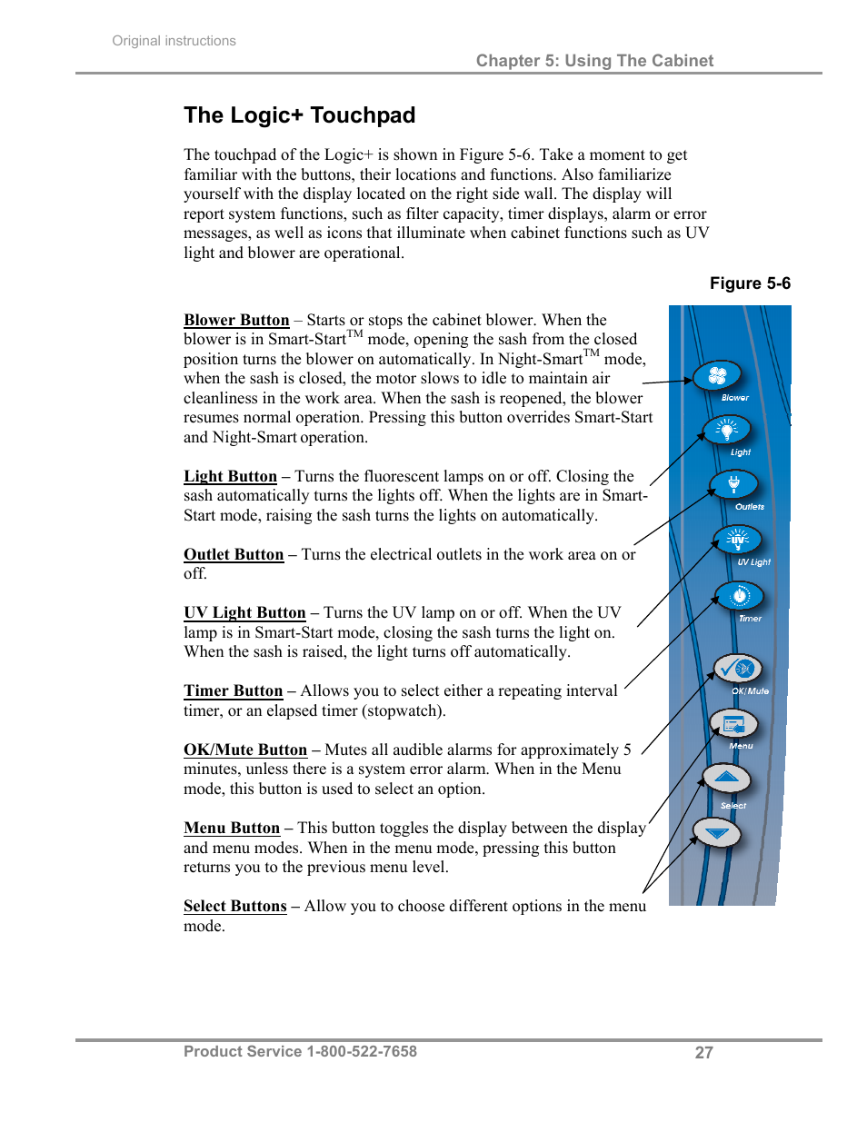 The logic+ touchpad | Labconco Biological Safety Cabinets 30268 Series User Manual | Page 33 / 61