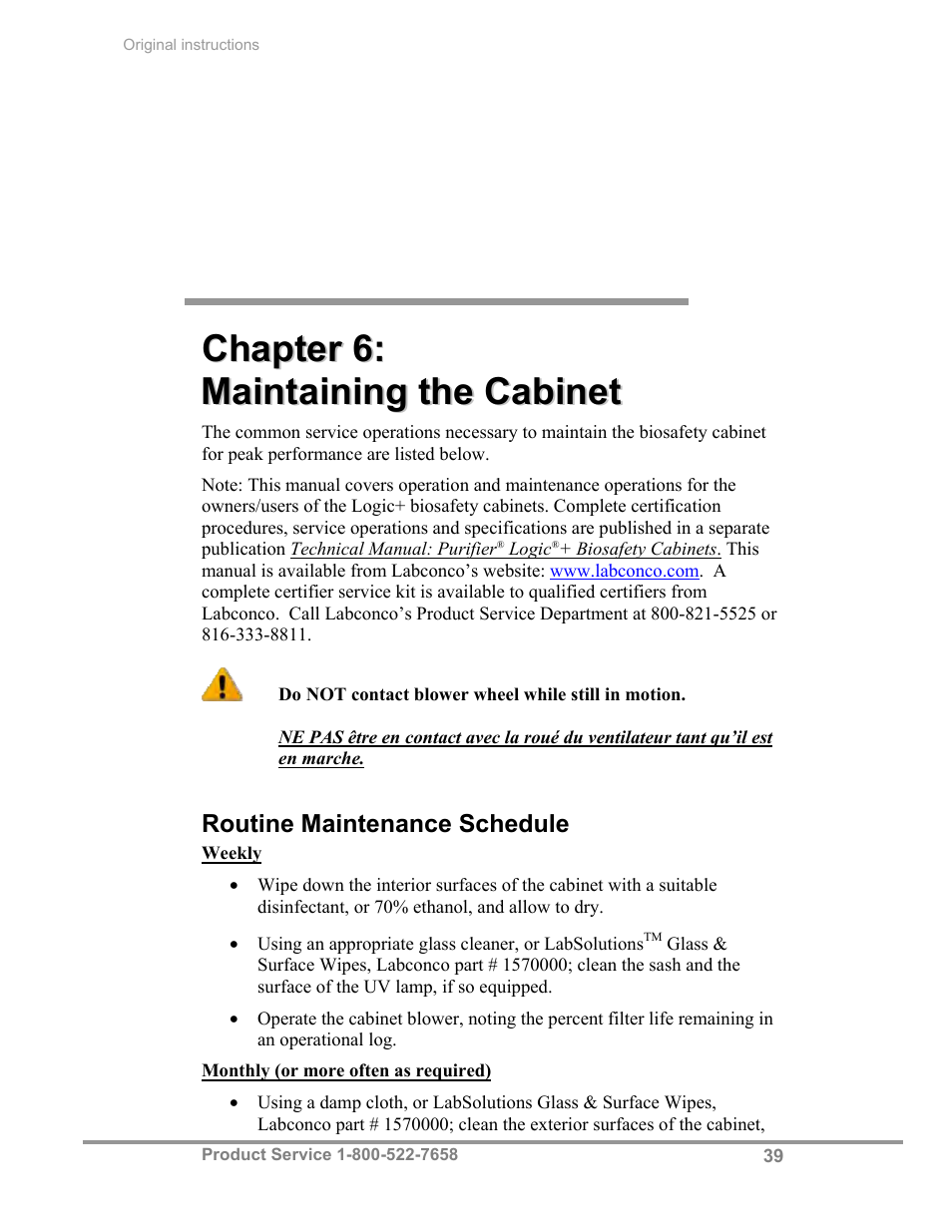 Labconco Biological Safety Cabinets 30268 Series User Manual | Page 45 / 61