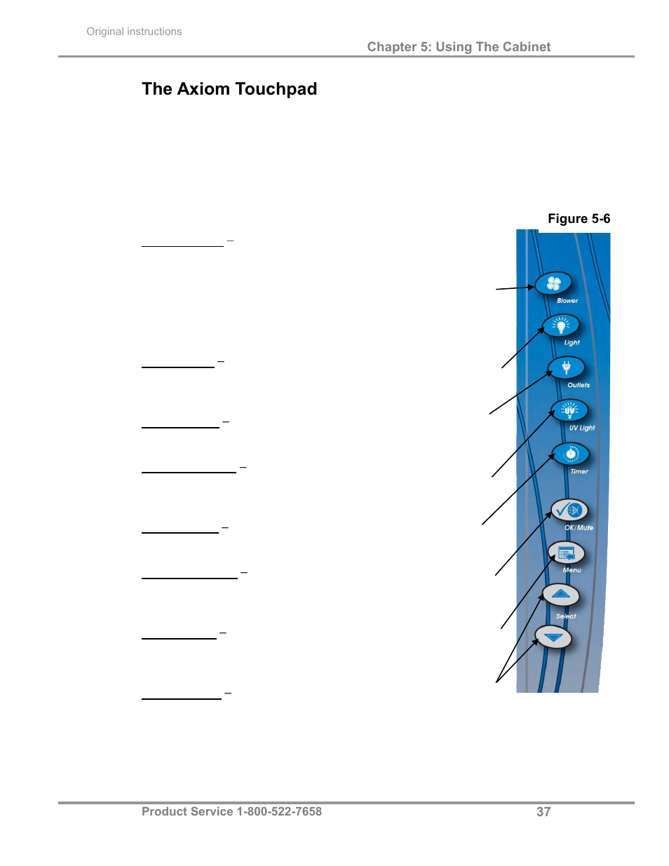 The axiom touchpad | Labconco Biological Safety Cabinets 30468 Series User Manual | Page 43 / 71