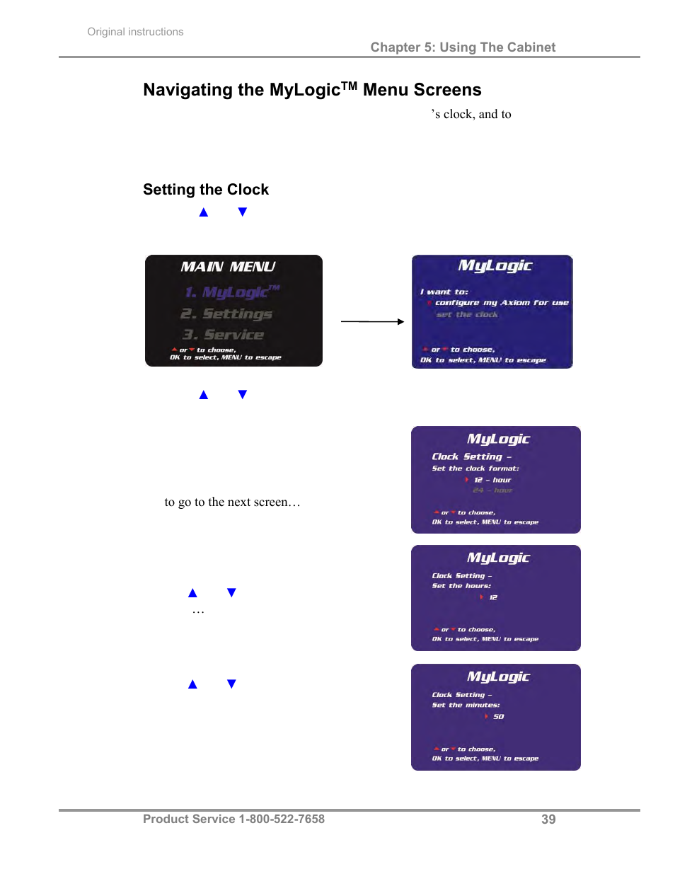 Navigating the mylogic, Menu screens | Labconco Biological Safety Cabinets 30468 Series User Manual | Page 45 / 71