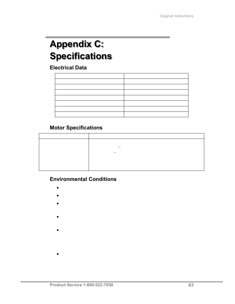 Appendix c: specifications | Labconco Biological Safety Cabinets 30468 Series User Manual | Page 69 / 71