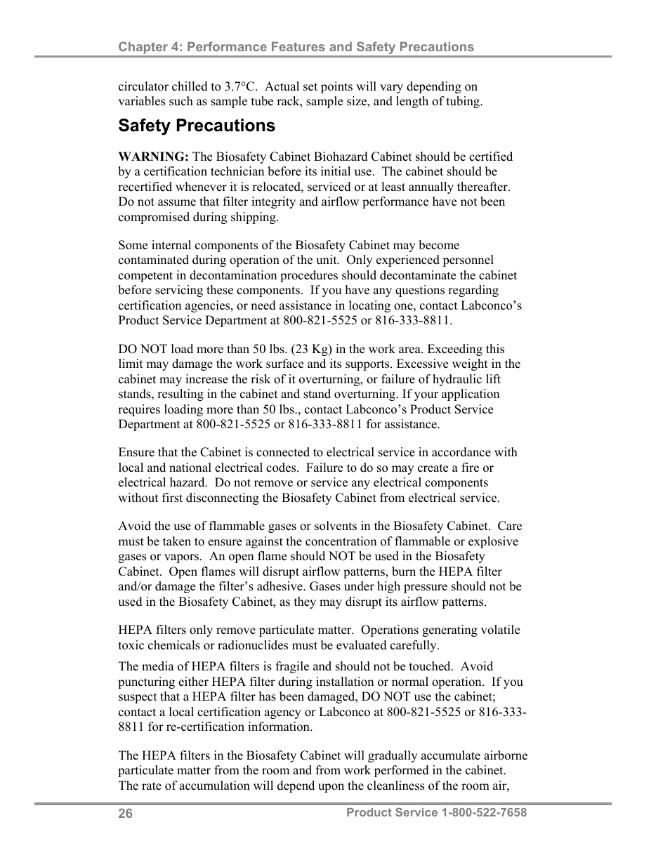 Safety precautions | Labconco Biological Safety Cabinets 34609 Series User Manual | Page 31 / 85