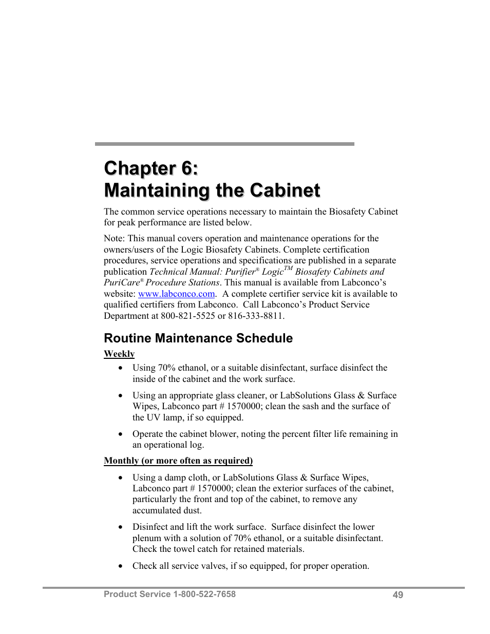 Labconco Biological Safety Cabinets 34610 Series User Manual | Page 54 / 85