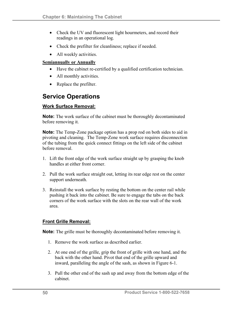 Service operations | Labconco Biological Safety Cabinets 34610 Series User Manual | Page 55 / 85