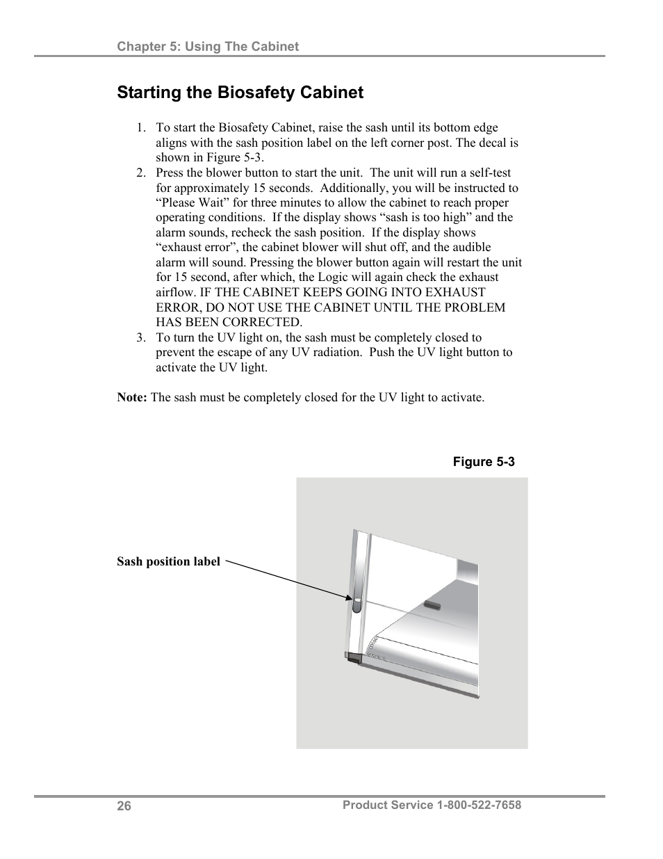 Starting the biosafety cabinet | Labconco Biological Safety Cabinets 34610 Series User Manual | Page 31 / 67