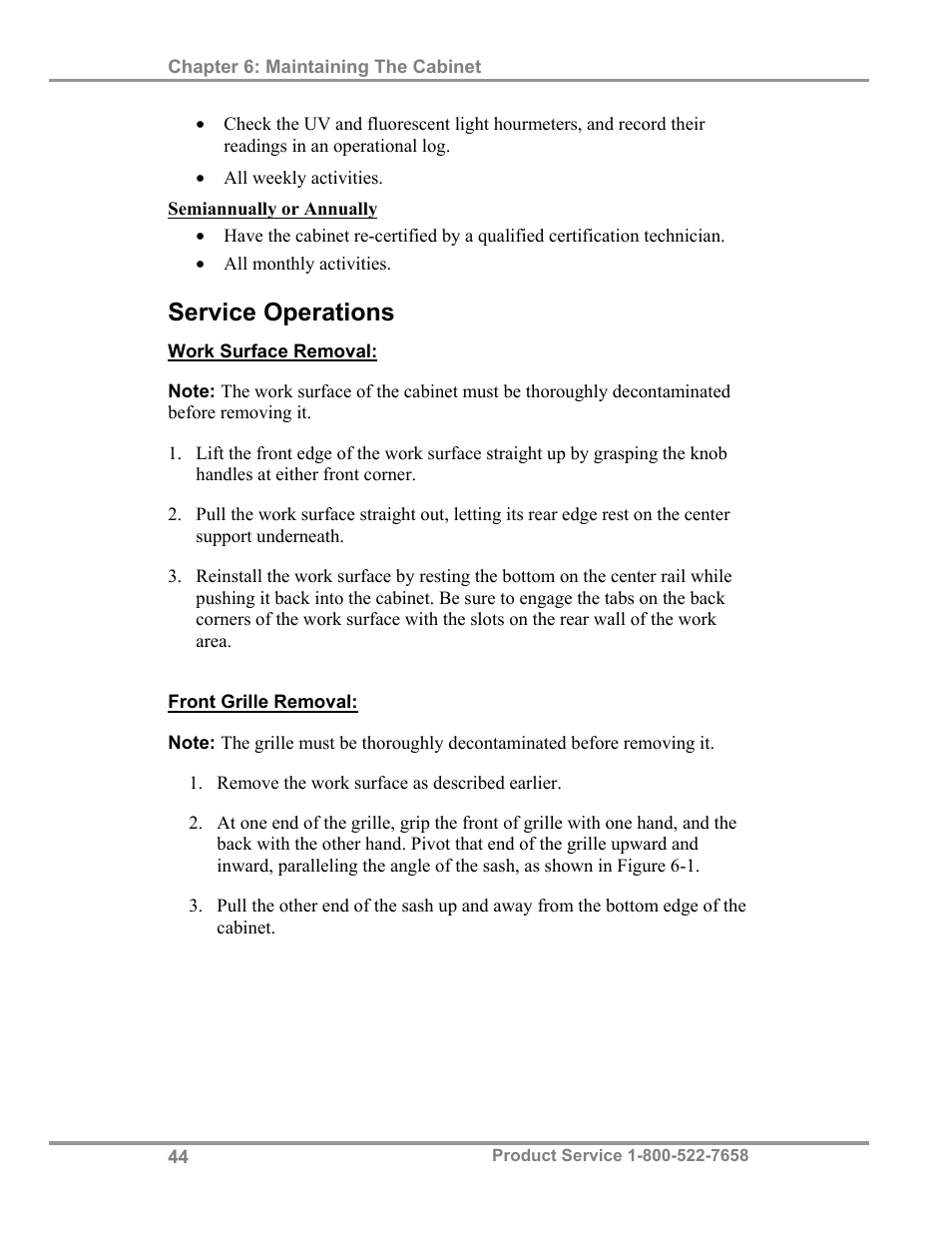 Service operations | Labconco Biological Safety Cabinets 34608 Series User Manual | Page 49 / 69