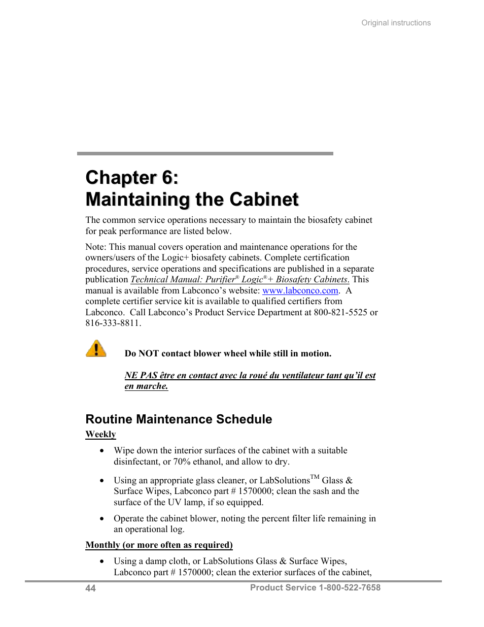 Labconco Total Exhaust Biological Safety Cabinets 34368 Series User Manual | Page 50 / 76