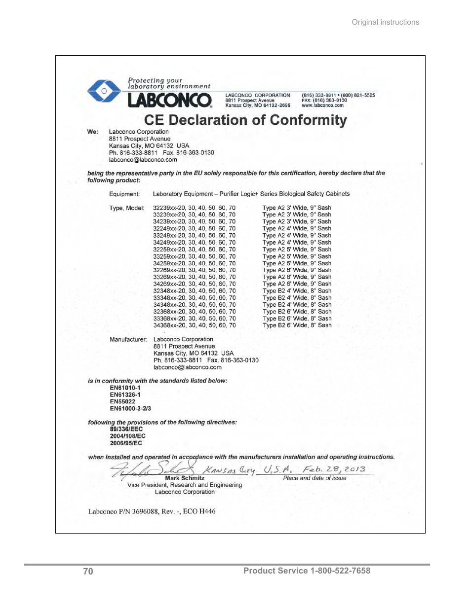 Labconco Total Exhaust Biological Safety Cabinets 34368 Series User Manual | Page 76 / 76