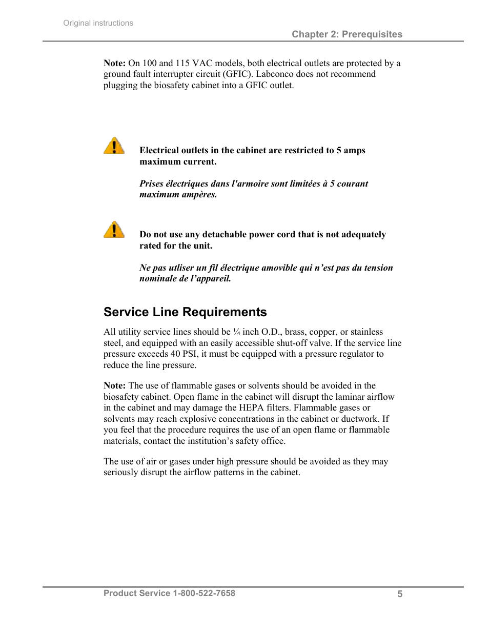 Service line requirements | Labconco Total Exhaust Biological Safety Cabinets 30368 Series User Manual | Page 11 / 64