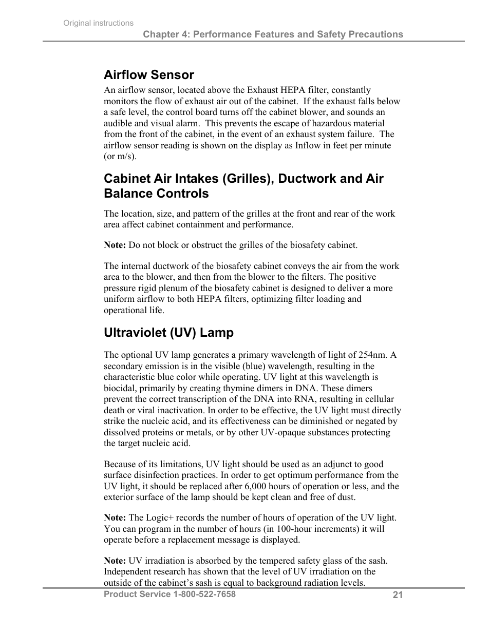 Airflow sensor, Ultraviolet (uv) lamp | Labconco Total Exhaust Biological Safety Cabinets 30368 Series User Manual | Page 27 / 64