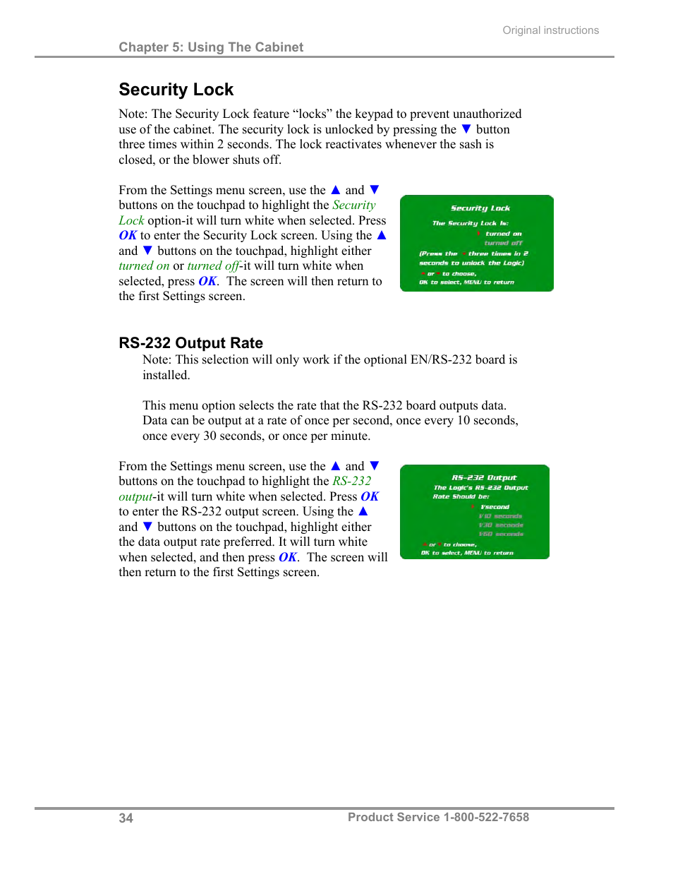 Security lock | Labconco Total Exhaust Biological Safety Cabinets 30368 Series User Manual | Page 40 / 64