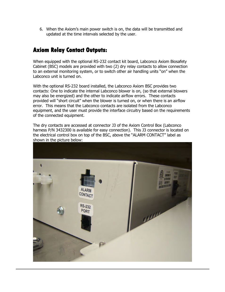 Axiom relay contact outputs | Labconco Type C1 Biosafety Cabinet Models 30468 User Manual | Page 144 / 155
