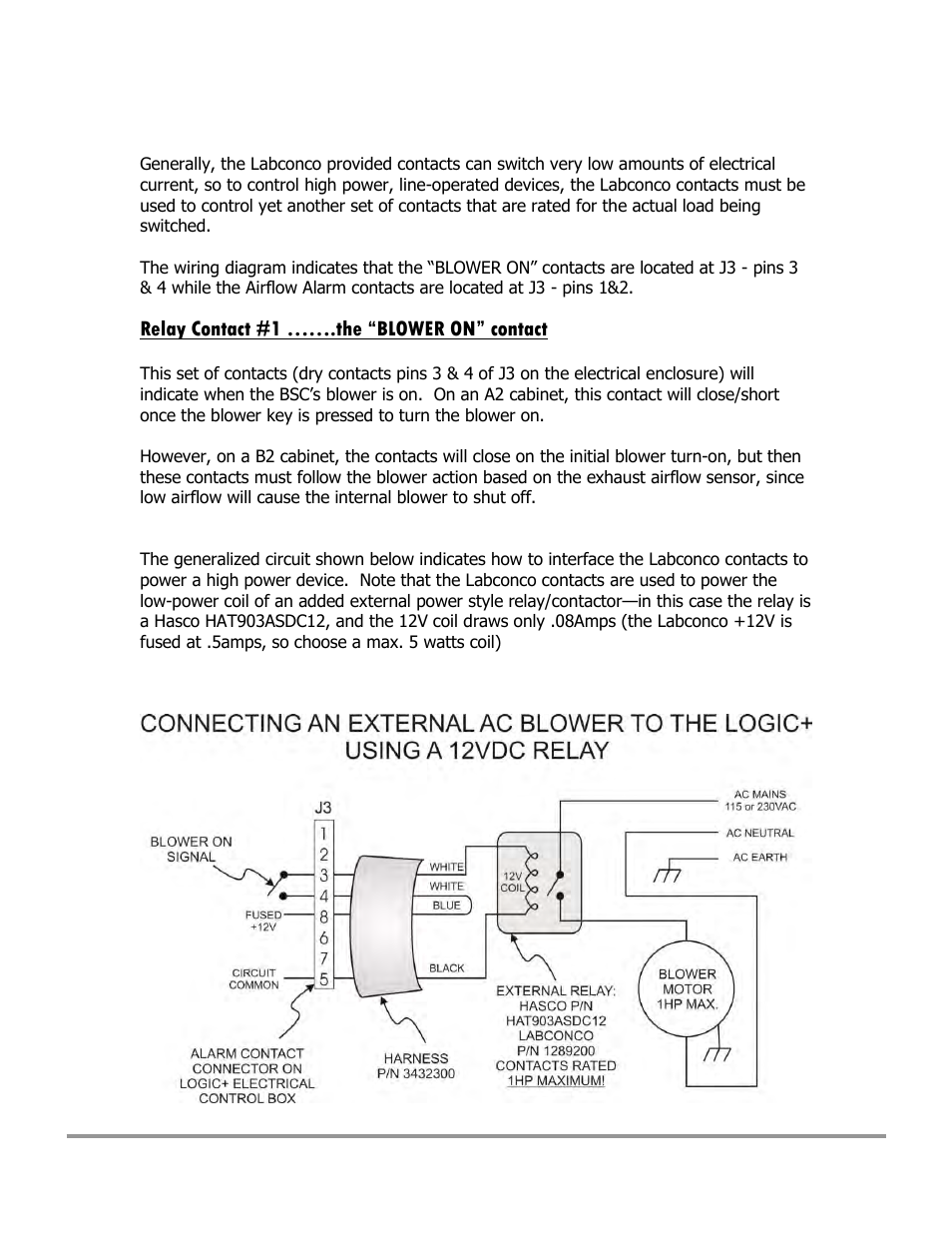 Relay contact #1 …….the “blower on” contact | Labconco Type C1 Biosafety Cabinet Models 30468 User Manual | Page 145 / 155