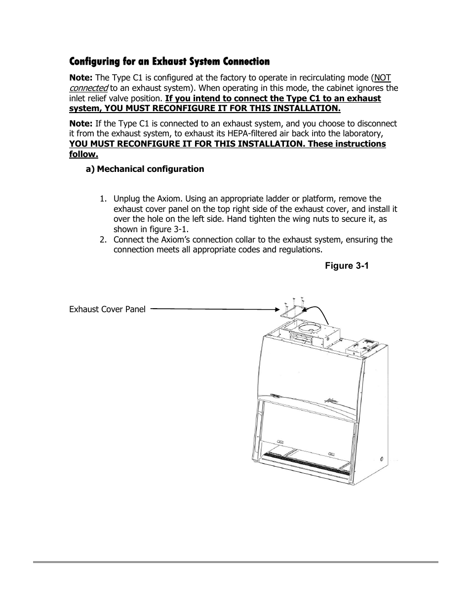 Configuring for an exhaust system connection | Labconco Type C1 Biosafety Cabinet Models 30468 User Manual | Page 50 / 155
