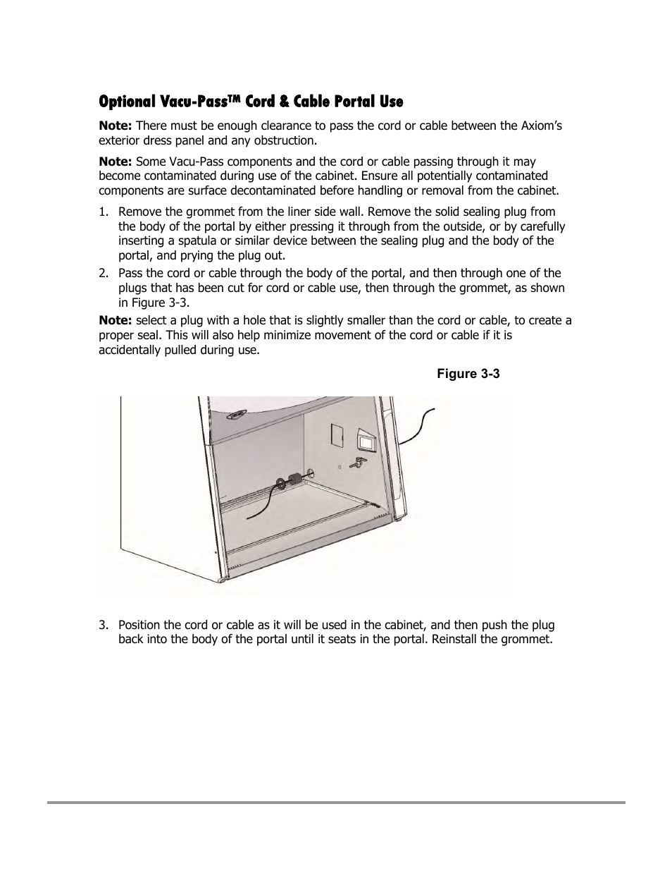 Optional vacu-pass, Cord & cable portal use | Labconco Type C1 Biosafety Cabinet Models 30468 User Manual | Page 58 / 155