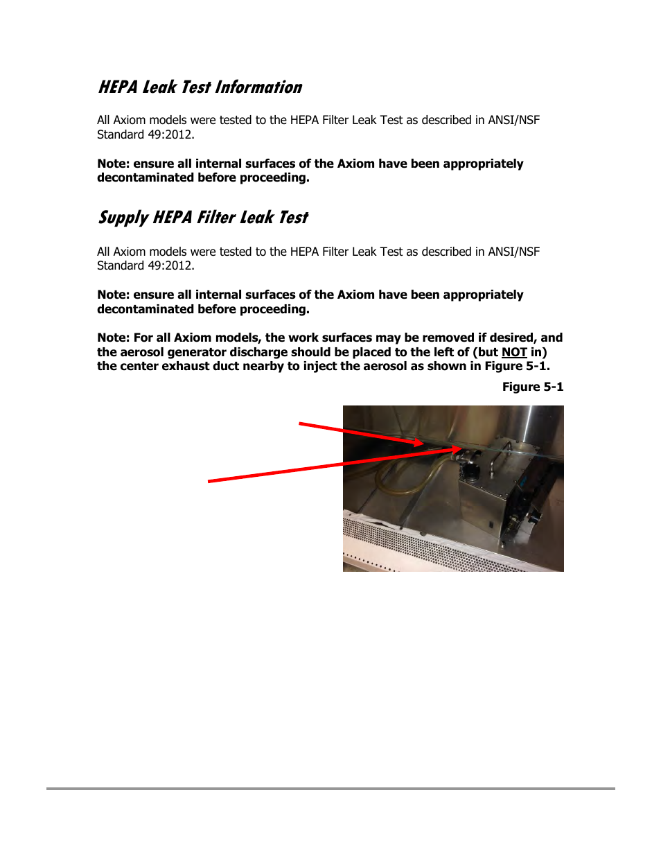 Hepa leak test information, Supply hepa filter leak test | Labconco Type C1 Biosafety Cabinet Models 30468 User Manual | Page 76 / 155