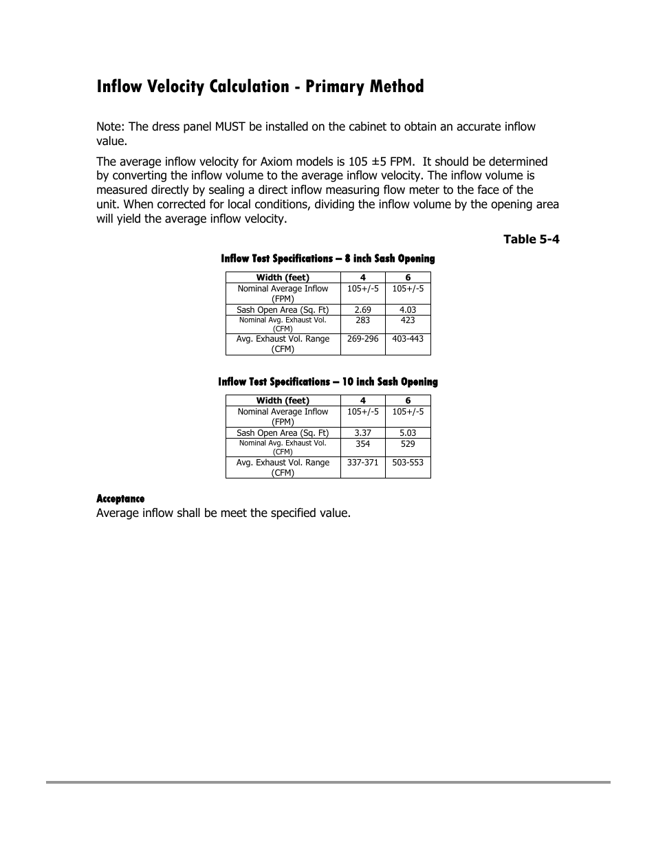 Inflow velocity calculation - primary method | Labconco Type C1 Biosafety Cabinet Models 30468 User Manual | Page 84 / 155