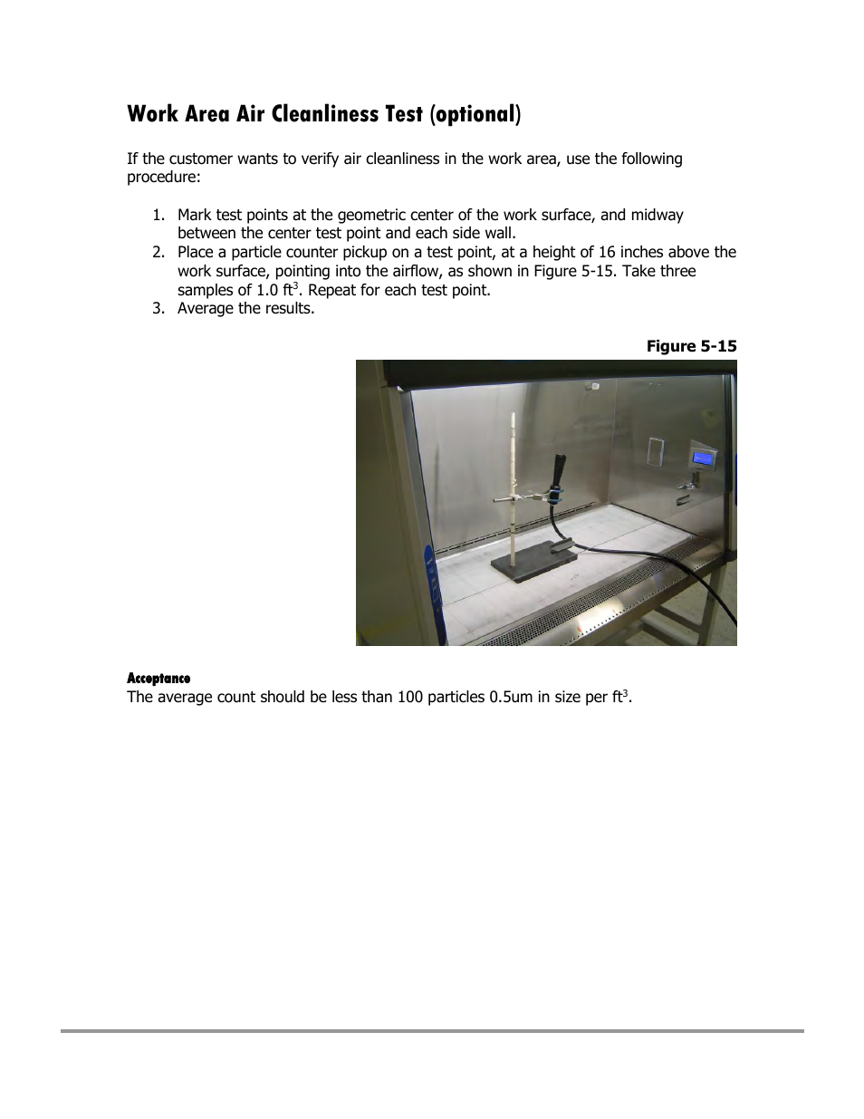 Work area air cleanliness test (optional) | Labconco Type C1 Biosafety Cabinet Models 30468 User Manual | Page 89 / 155