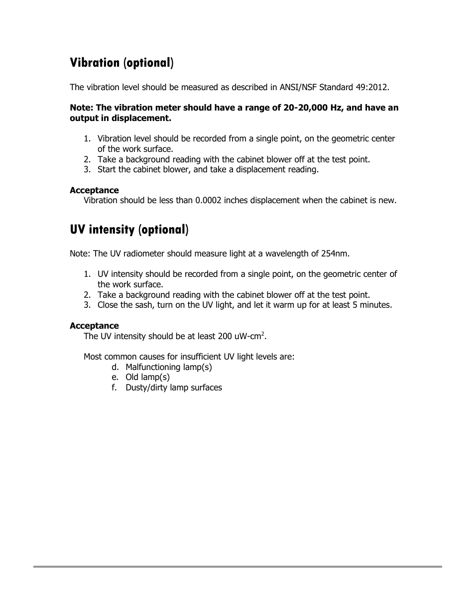 Vibration (optional), Uv intensity (optional) | Labconco Type C1 Biosafety Cabinet Models 30468 User Manual | Page 91 / 155