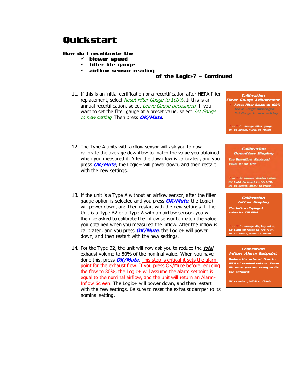 Quickstart | Labconco PURICARE Procedure Station Models 31260 User Manual | Page 11 / 172