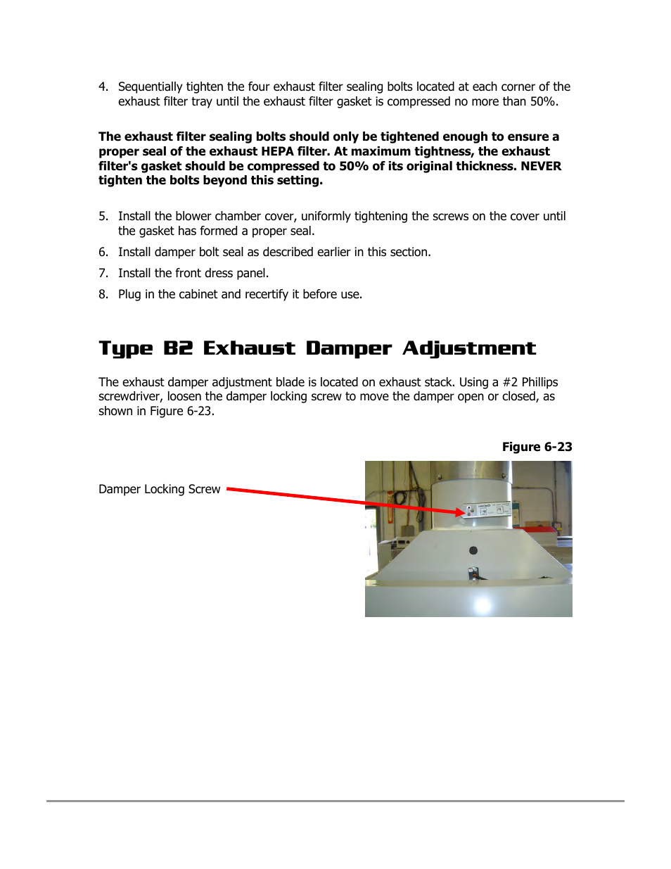 Type b2 exhaust damper adjustment | Labconco PURICARE Procedure Station Models 31260 User Manual | Page 110 / 172
