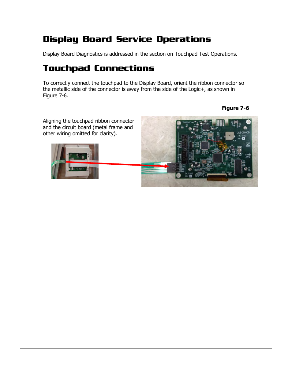 Display board service operations, Touchpad connections | Labconco PURICARE Procedure Station Models 31260 User Manual | Page 128 / 172