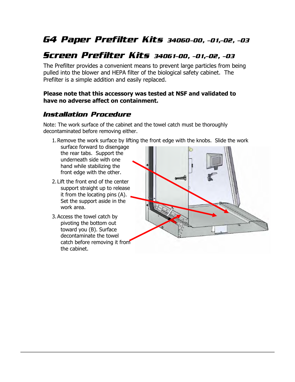 G4 paper prefilter kits, Screen prefilter kits | Labconco PURICARE Procedure Station Models 31260 User Manual | Page 152 / 172