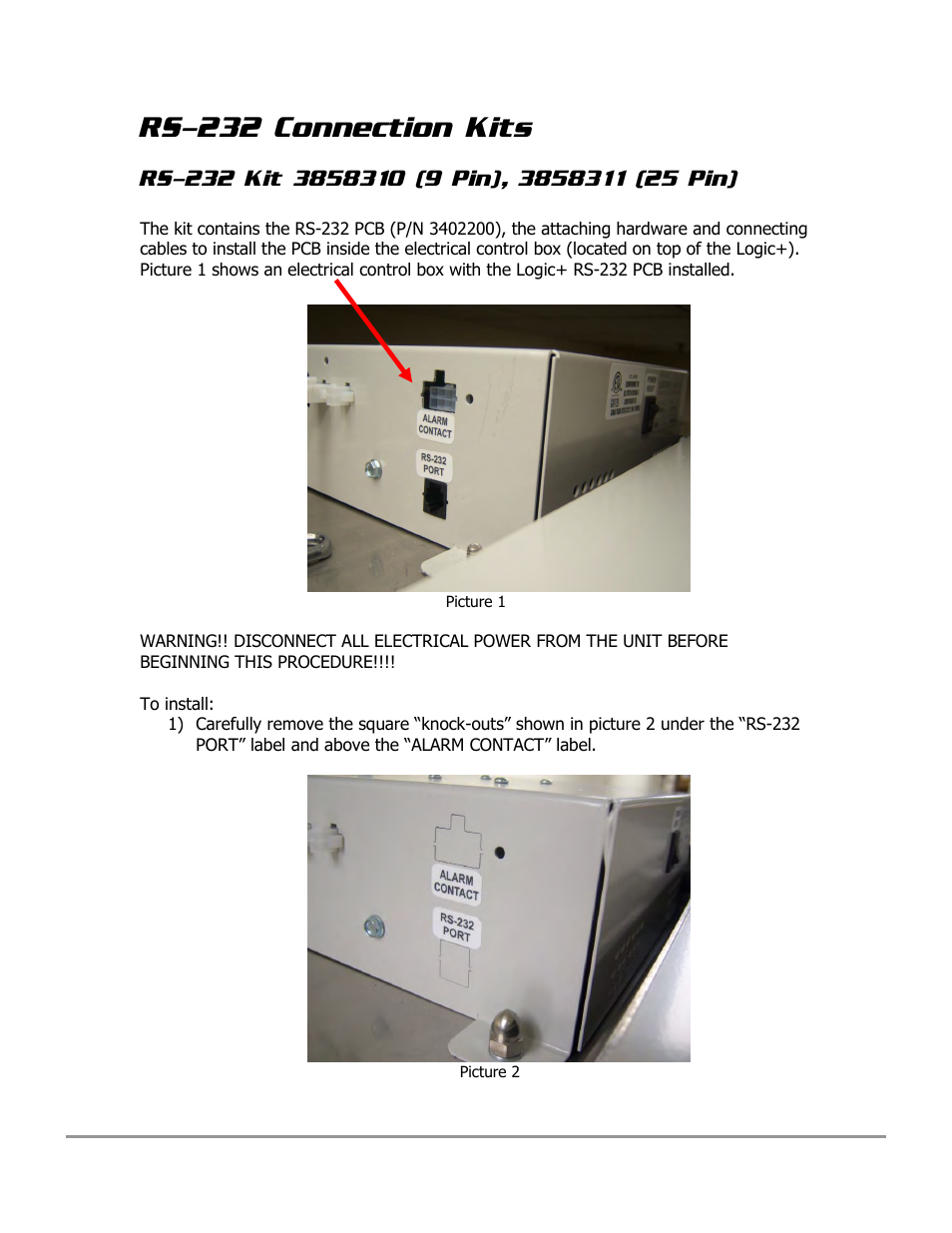 Rs-232 connection kits | Labconco PURICARE Procedure Station Models 31260 User Manual | Page 155 / 172