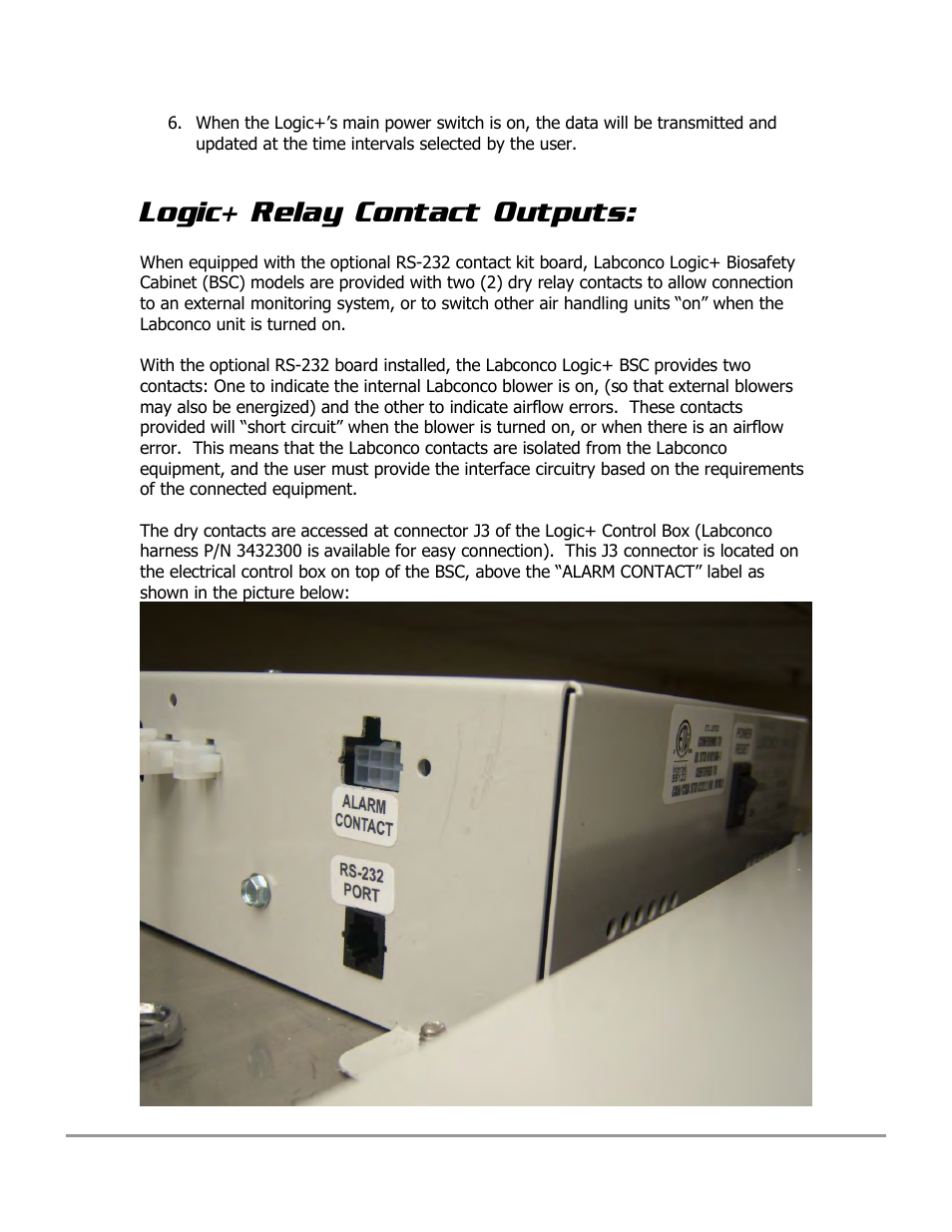 Logic+ relay contact outputs | Labconco PURICARE Procedure Station Models 31260 User Manual | Page 161 / 172