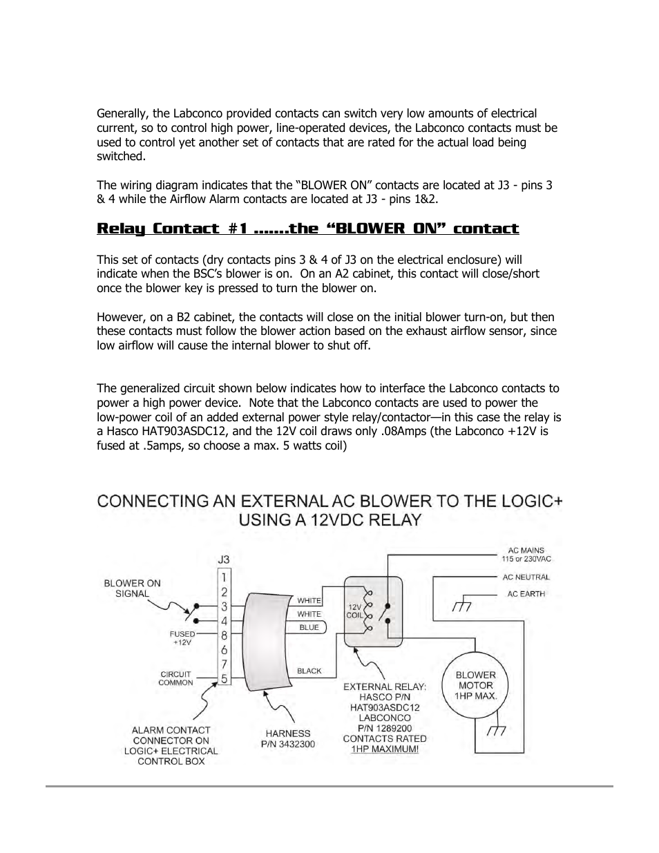 Relay contact #1 …….the “blower on” contact | Labconco PURICARE Procedure Station Models 31260 User Manual | Page 162 / 172