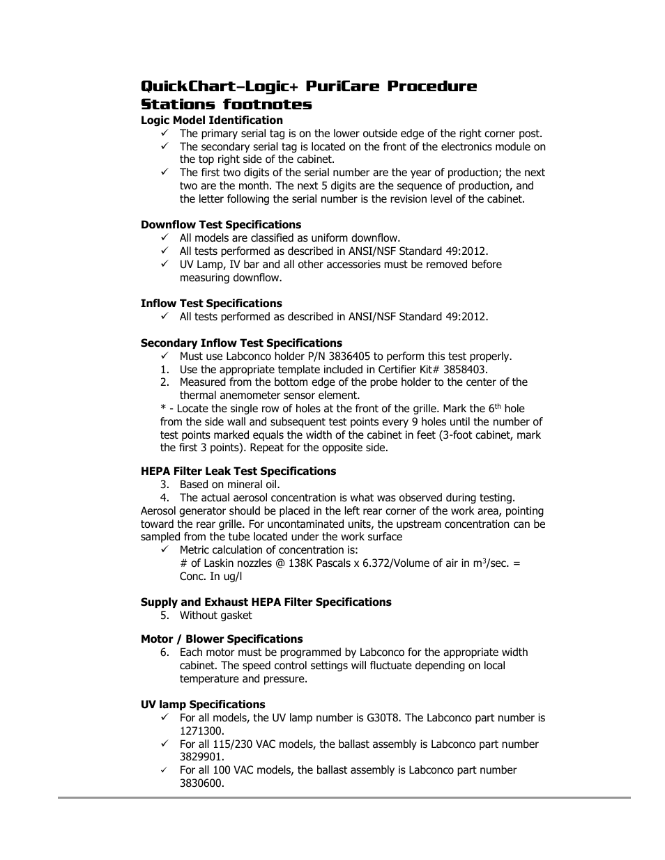 Labconco PURICARE Procedure Station Models 31260 User Manual | Page 32 / 172