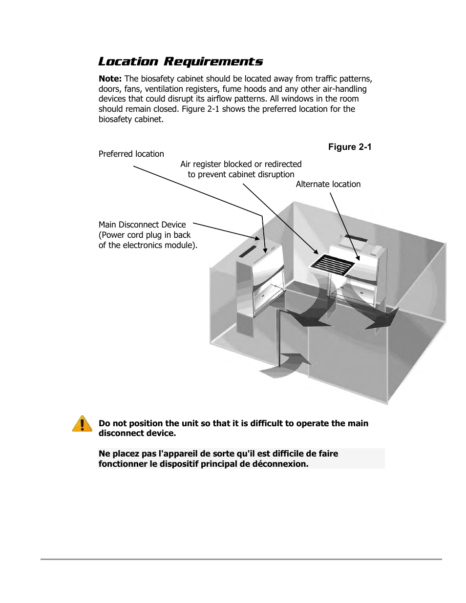 Location requirements | Labconco PURICARE Procedure Station Models 31260 User Manual | Page 46 / 172