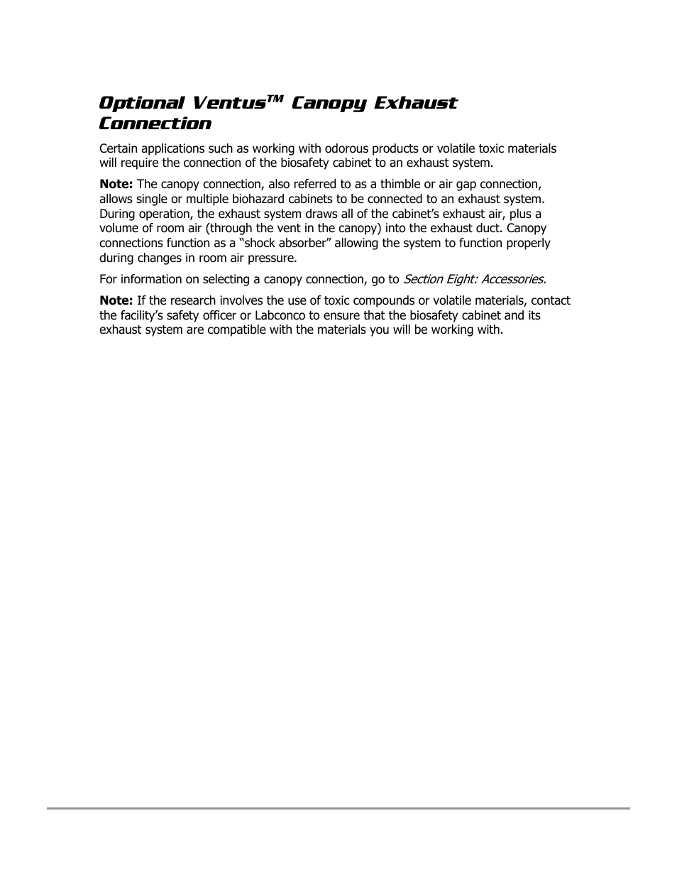 Optional ventus, Canopy exhaust connection | Labconco PURICARE Procedure Station Models 31260 User Manual | Page 55 / 172