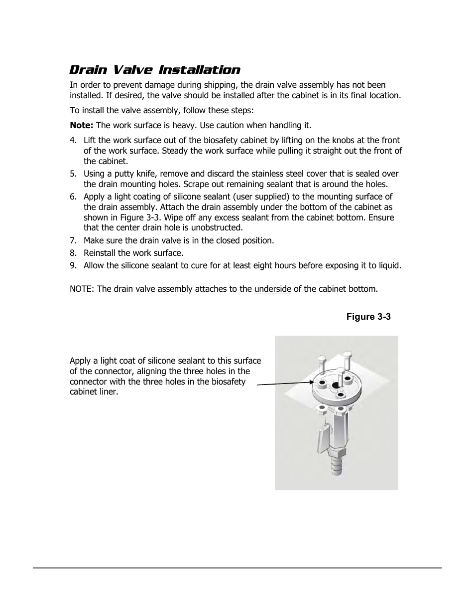 Drain valve installation | Labconco PURICARE Procedure Station Models 31260 User Manual | Page 57 / 172