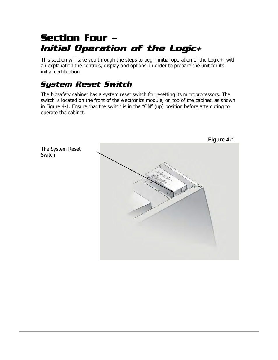 System reset switch | Labconco PURICARE Procedure Station Models 31260 User Manual | Page 58 / 172