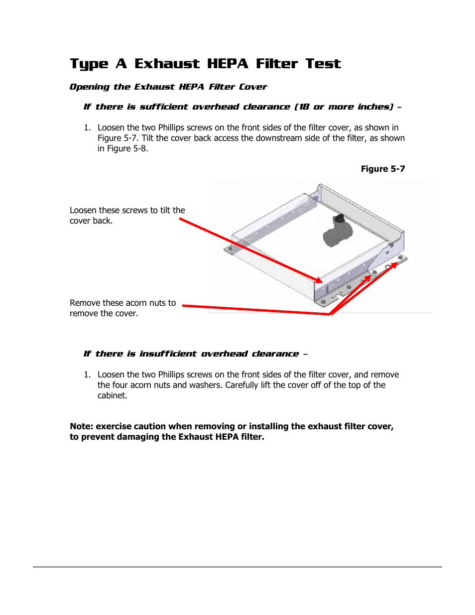 Type a exhaust hepa filter test | Labconco PURICARE Procedure Station Models 31260 User Manual | Page 77 / 172
