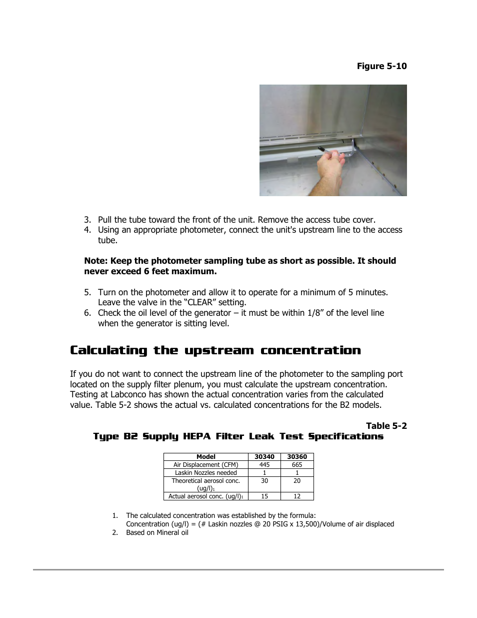 Calculating the upstream concentration | Labconco PURICARE Procedure Station Models 31260 User Manual | Page 80 / 172