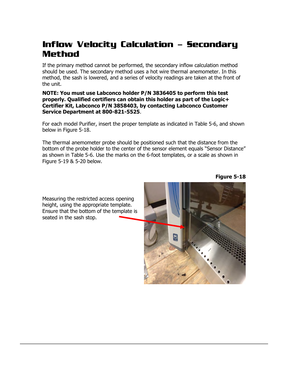 Inflow velocity calculation - secondary method | Labconco PURICARE Procedure Station Models 31260 User Manual | Page 88 / 172
