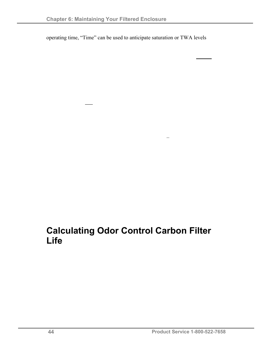 Calculating odor control carbon filter life | Labconco Class I Enclosure Models 3980423 User Manual | Page 48 / 78