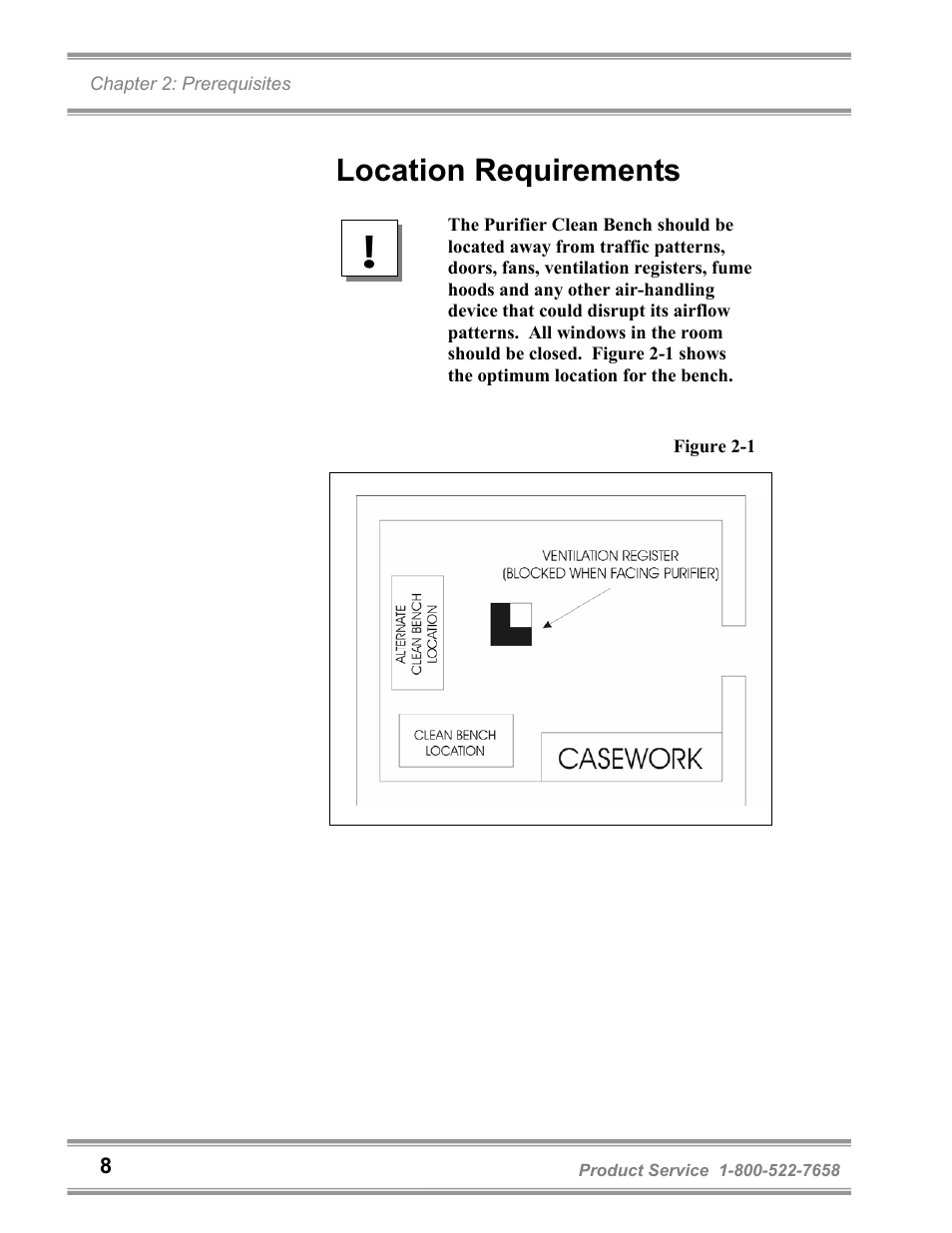 Location requirements | Labconco Purifie Horizontal Clean Benches 36125 Series User Manual | Page 12 / 81