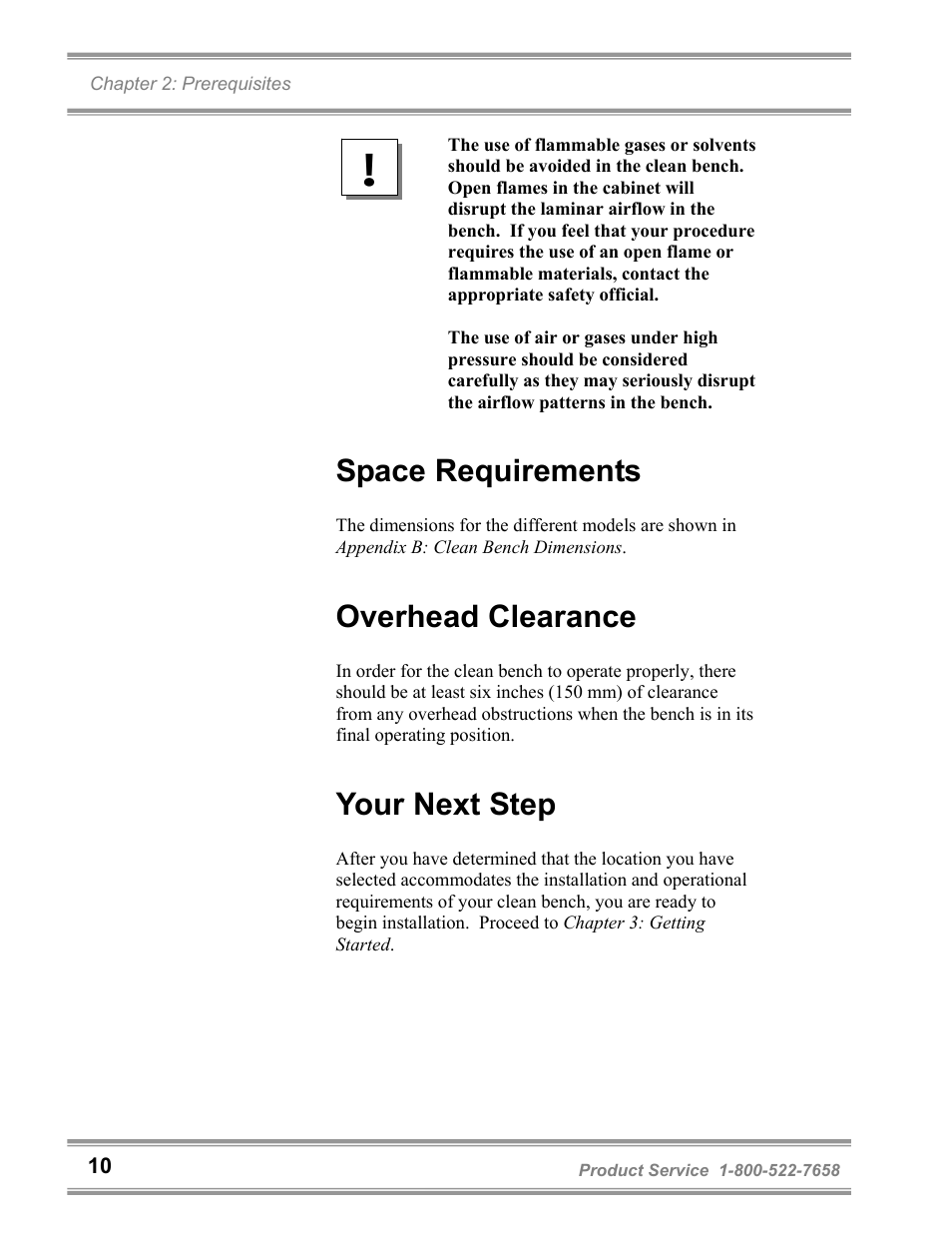 Space requirements, Overhead clearance, Your next step | Labconco Purifie Horizontal Clean Benches 36125 Series User Manual | Page 14 / 81