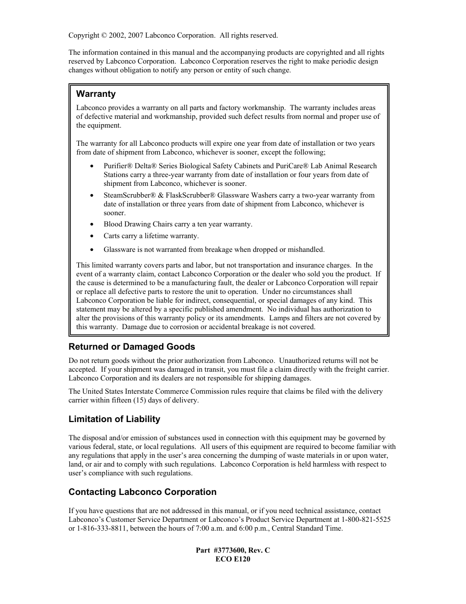 Labconco Purifie Horizontal Clean Benches 36125 Series User Manual | Page 2 / 81