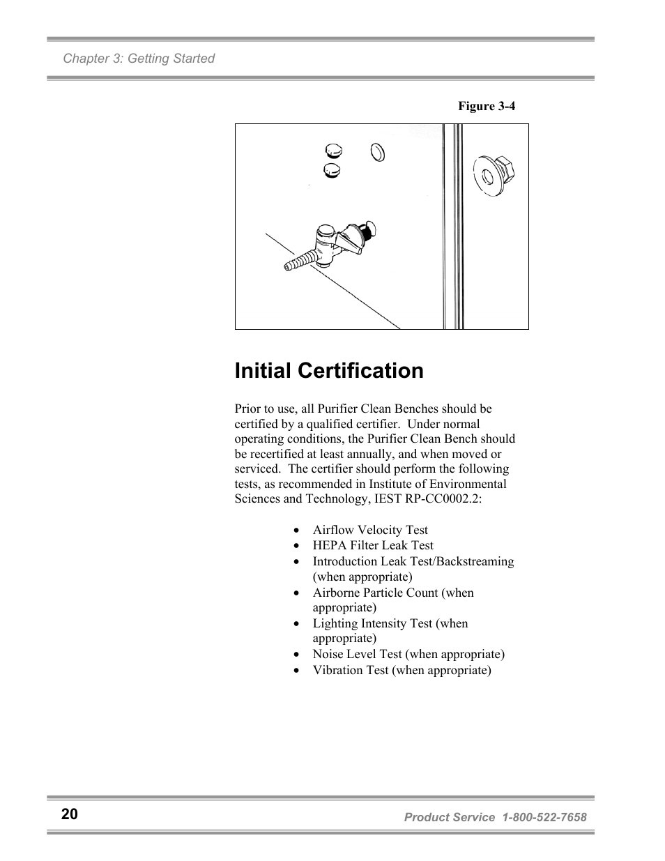 Initial certification | Labconco Purifie Horizontal Clean Benches 36125 Series User Manual | Page 24 / 81
