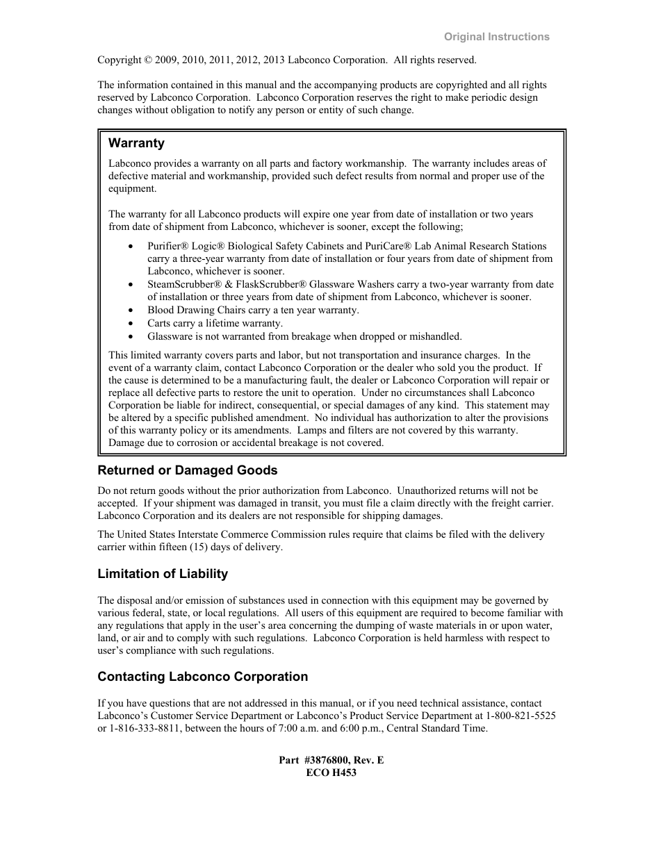 Labconco Purifie Horizontal Clean Benches 38185 Series, 8' User Manual | Page 2 / 53