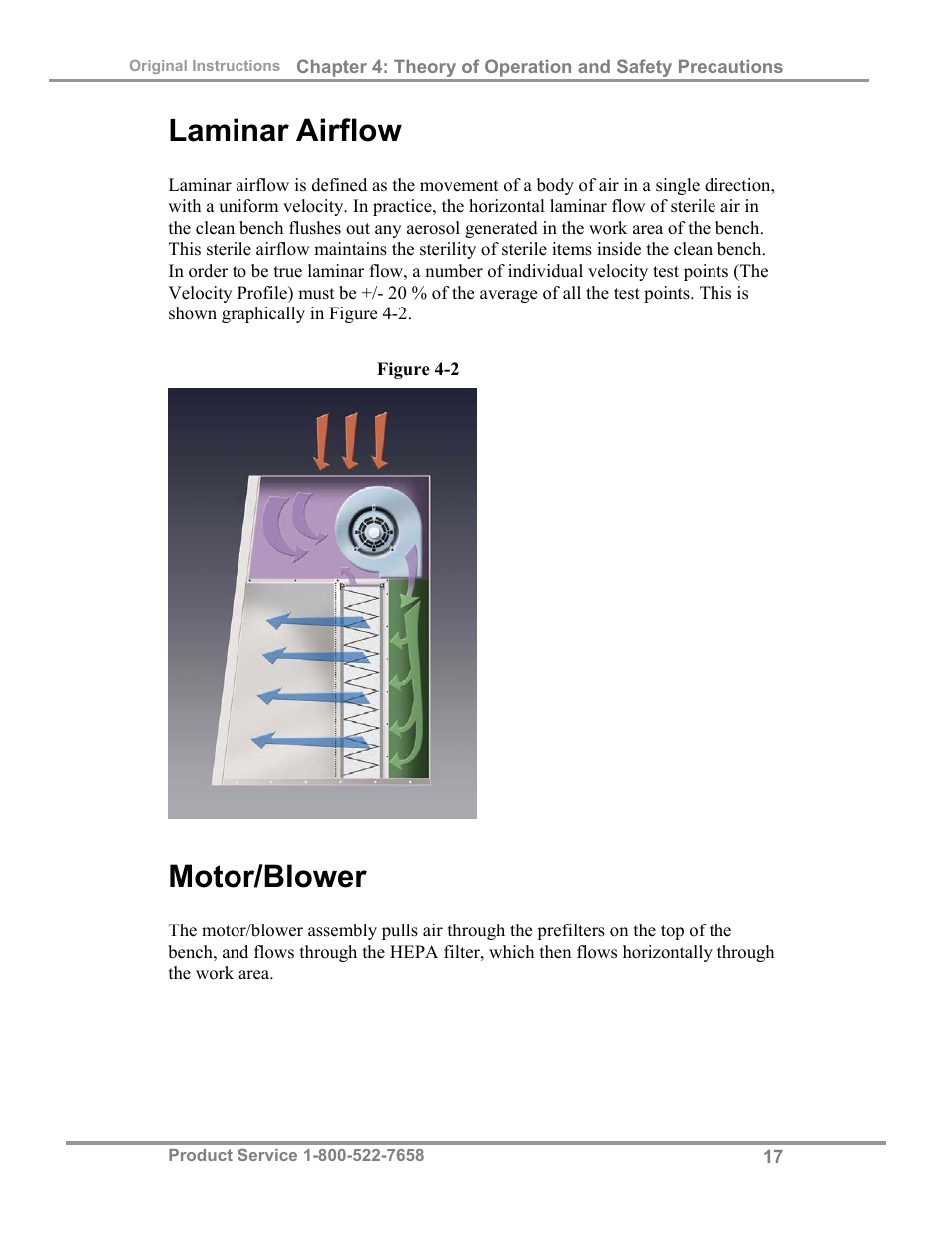 Laminar airflow, Motor/blower | Labconco Purifie Horizontal Clean Benches 38185 Series, 8' User Manual | Page 21 / 53