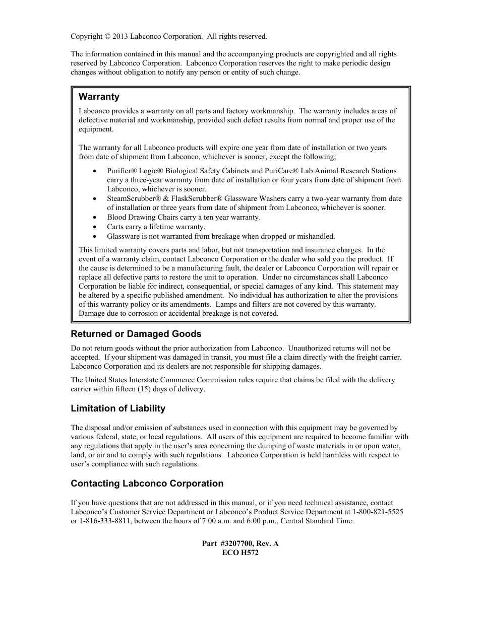 Labconco Purifie Horizontal Clean Benches 32000 Series User Manual | Page 2 / 49