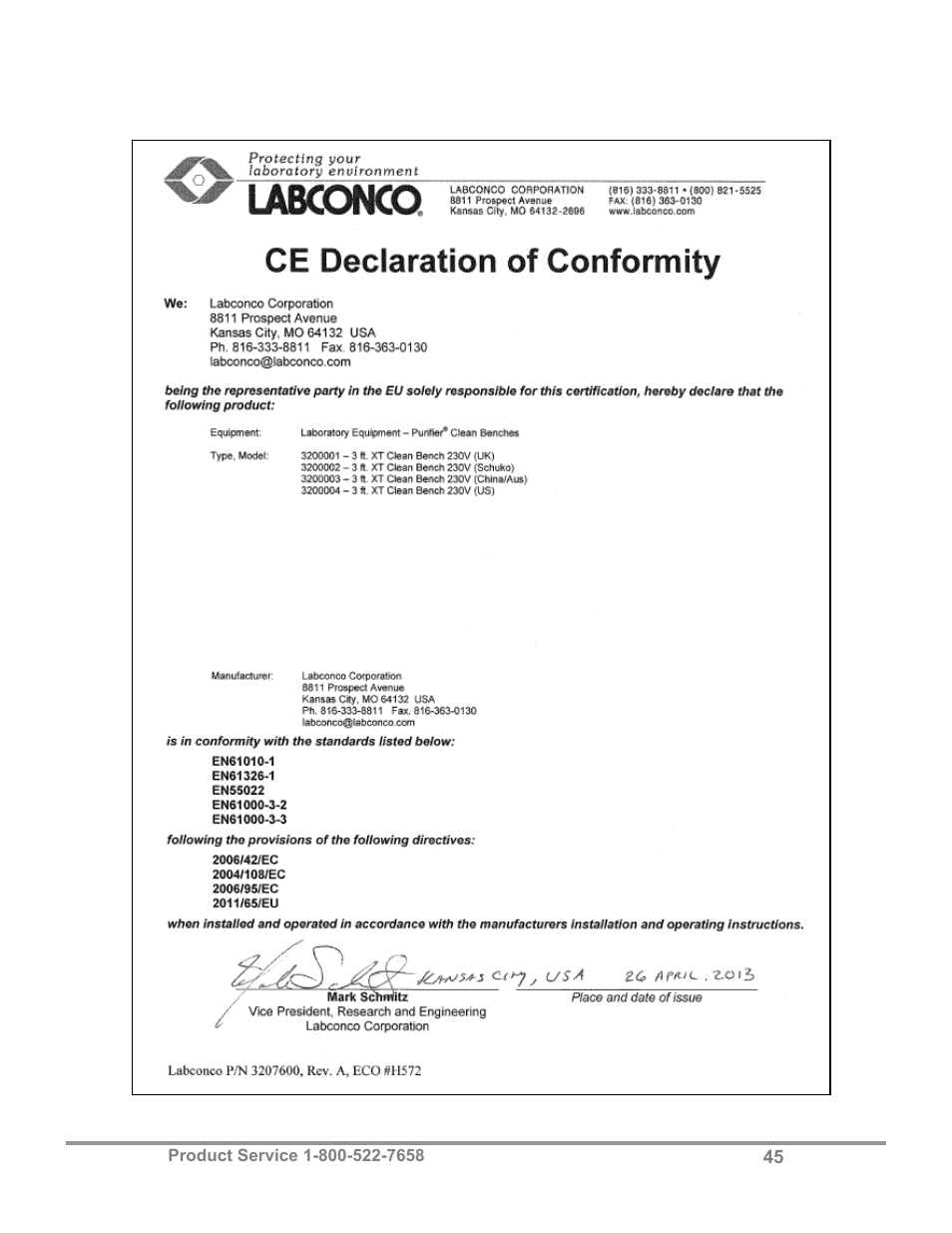 Labconco Purifie Horizontal Clean Benches 32000 Series User Manual | Page 49 / 49
